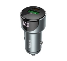 Автомобільний зарядний пристрій HOCO Z42 Light road dual port digital display PD20W+QC3.0 car charger Metal Gray