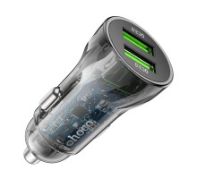 Автомобільний зарядний пристрій HOCO Z47 Transparent Discovery Edition dual port QC3.0 car charger set(Micro) Transparent Black