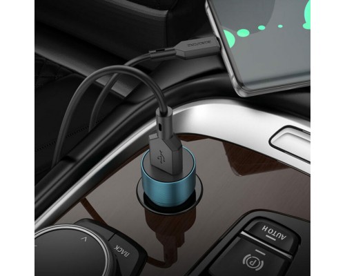 Автомобільний зарядний пристрій BOROFONE BZ19A Wisdom single port QC3.0 car charger set(Type-C) Sapphire Blue