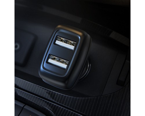 Автомобільний зарядний пристрій HOCO Z36 Leader dual port car charger set(Micro) Black