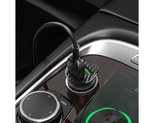 Автомобільний зарядний пристрій HOCO Z39 Farsighted dual port QC3.0 Car charger set(Type-C) Black