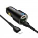 Автомобільний зарядний пристрій HOCO NZ6 PD45W 3-port(2C1A) car charger set(Type-C to iP) Black