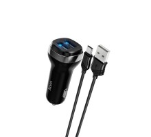 Автомобільний зарядний пристрій HOCO Z40 Superior dual port car charger set(Type-C) Black