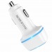 Автомобільний зарядний пристрій BOROFONE BZ14 Max dual port ambient light car charger White