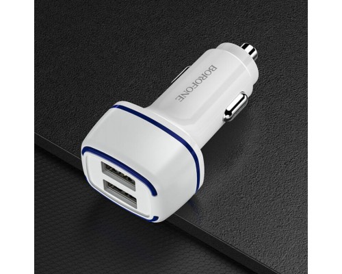 Автомобільний зарядний пристрій BOROFONE BZ14 Max dual port ambient light car charger White