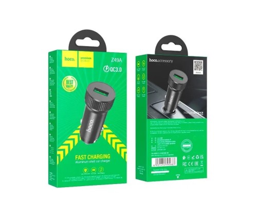 Автомобільний зарядний пристрій HOCO Z49A Level single port QC3.0 car charger Black