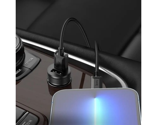 Автомобільний зарядний пристрій HOCO Z49 Level dual port car charger set(iP) Black