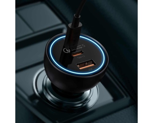 АЗП Baseus Qualcomm Quick Charge 5 Technology Multi-Port Fast Charge Car Charger C+C+U 160W set Gray