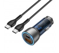 Автомобільний зарядний пристрій HOCO NZ8 Sprinter 43W dual port PD25W+QC3.0 car charger set(Type-C to Type-C) Blue