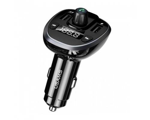 АЗП з FM-модулятором Usams US-CC115 C21 Dual USB 3.4A Digital Display Wireless FM Car Charger Black
