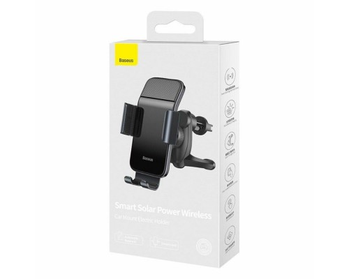 Тримач для мобiльного Baseus Smart Solar Power Wireless Car Mount Electric Holder Black