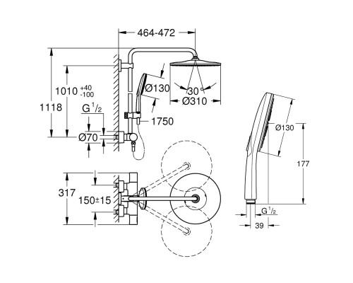 Душевая система Grohe Rainshower Smartactive 26647000
