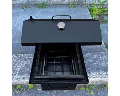 Коптильня з гідрозатвором та термометром 496х276х303 2мм (KOP-ST2-27L-T)