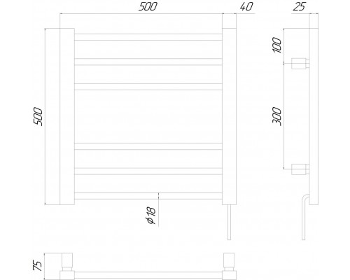 Сушарка для рушників KOSSER Степ 500х500 EL тайм. белый