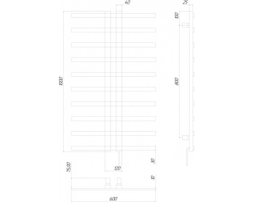 Полотенцесушитель KOSSER Флай 1000х600 ER тайм. Чорний