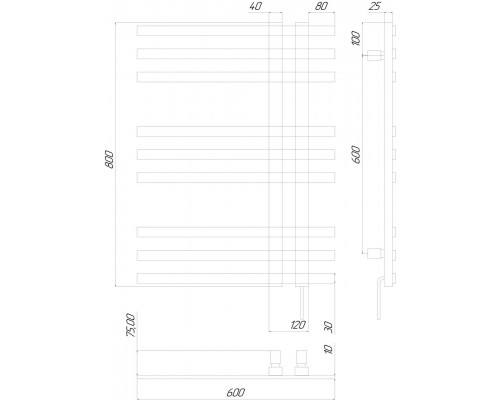 Сушка для рушників KOSSER Браш 800х600 ER Чорний