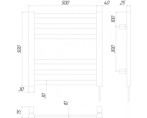 Сушарка для рушників KOSSER Герда 500х500 ER тайм. белый