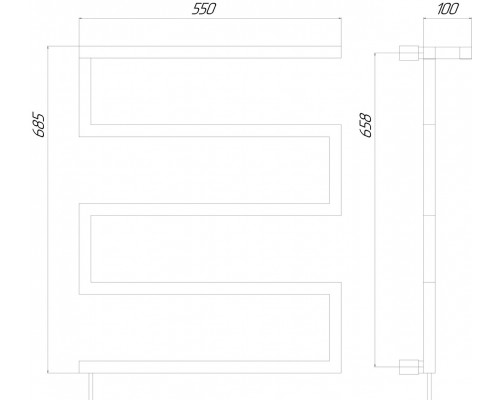 Сушарка для рушників KOSSER Зета 685х550 EL тайм. Білий