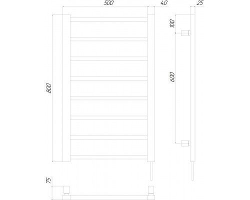 Полотенцесушитель KOSSER Лофт 800х500 EL