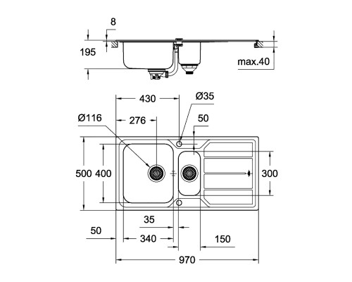 Кухонная мойка Grohe Sink K500 31572SD0