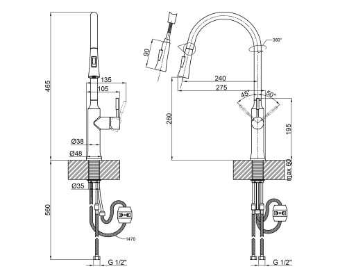 Смеситель Qtap Baruska 9137103UN (QTBAR9137103UN)