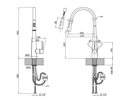 Смеситель Qtap Evicka 9135103UN (QTEVI91103UN)
