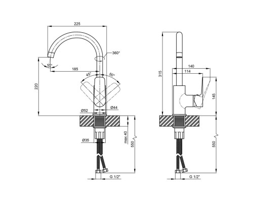 Кухонный смеситель Qtap Planice 9015107UC (QTPLS9015107UC)