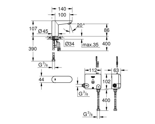 Смеситель Grohe Euroeco Cosmopolitan E 36384000