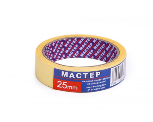 Малярна стрічка "Мастер" 25мм жов.(9сп,54 шт/ящ)
