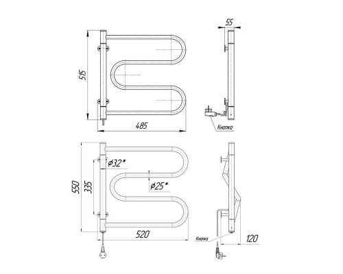 Электрический полотенцесушитель Mario Лассо-І 515х485/55 (2.3.0600.12.P)