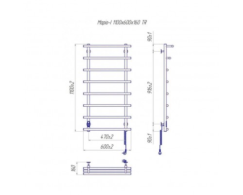 Электрический полотенцесушитель Mario Маріо-І 1100х630/160 TR К (2.3.6402.11.P)