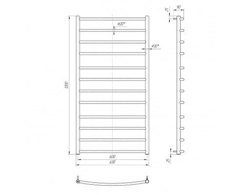 Водяной полотенцесушитель Mario Классик 1200х630/600 (1.1.0111.01.P)