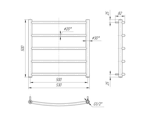 Водяной полотенцесушитель Mario Классик 500х530/500 (1.1.0101.01.P)