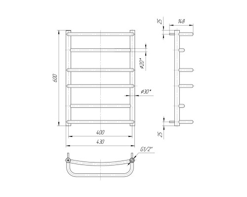 Водяна рушникосушка Mario Люкс 600х430/400 (1.1.0300.01.P)