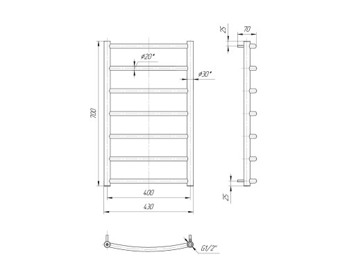 Водяной полотенцесушитель Mario Классик 700х430/400 (1.1.0104.01.P)