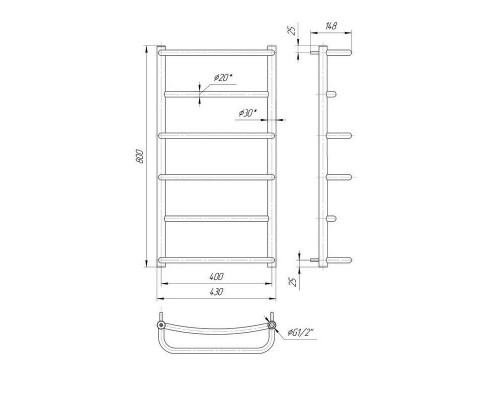 Водяна рушникосушка Mario Люкс НР 800х430/400 (1.3.0301.01.P)