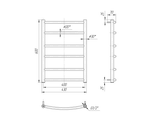 Водяной полотенцесушитель Mario Классик 600х430/400 (1.1.0102.01.P)