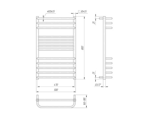 Водяной полотенцесушитель Mario Гера-Люкс 800х500/470 (1.2.0500.03.P)