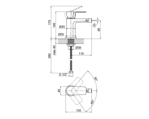 Смеситель для биде Qtap Planice 2015107C (QTPL2015107C)
