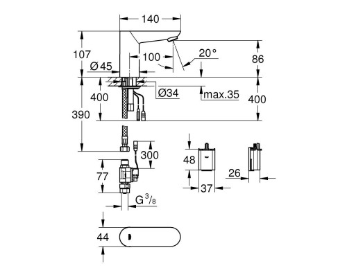 Смеситель для раковины Grohe Euroeco Cosmopolitan E 36271000