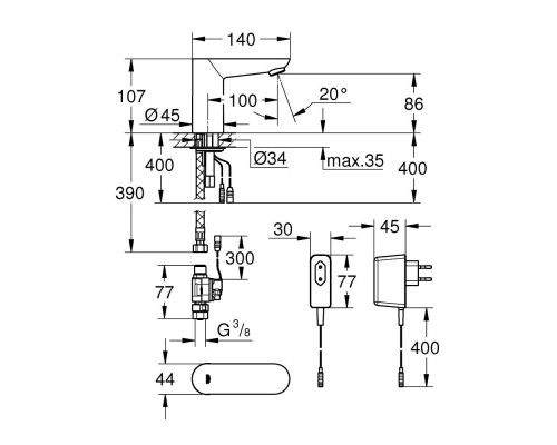 Смеситель для раковины Grohe Euroeco Cosmopolitan E 36269000