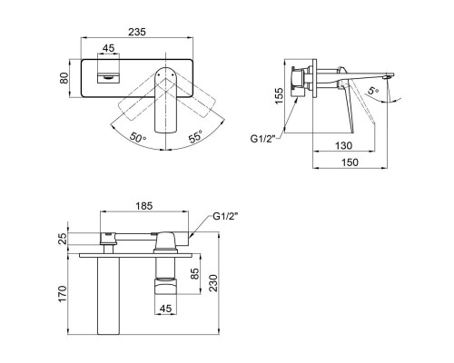 Смеситель скрытого монтажа Qtap Vlasta 1128102C (QT1128102C)